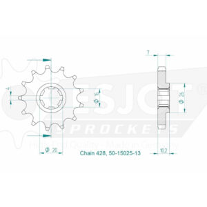 Pignon Hyosung - 428 - 13 Dents - Similaire JTF410 - Made in Germany