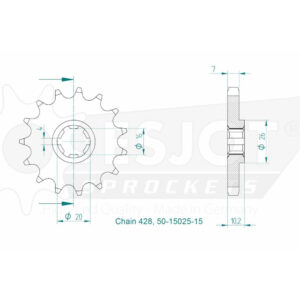 Pignon Sachs-Suzuki - 428 - 15 Dents - Similaire JTF410 - Made in Germany