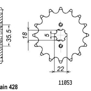 Pignon TT Yamaha - 428 - 14 Dents - Similaire JTF1559 - Made in Germany