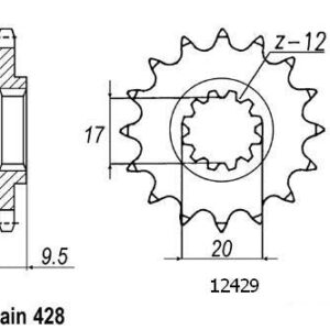 Pignon TT KTM - 428 - 14 Dents - Similaire JTF1907 - Made in Germany