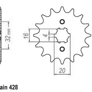 Pignon TT Beta-Yamaha - 428 - 13 Dents - Similaire JTF1550 - Made in Germany