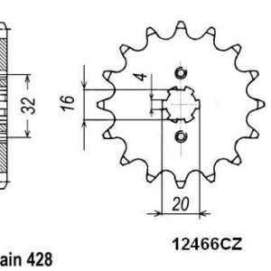 Pignon TT Beta-Yamaha - 428 - 14 Dents - Similaire JTF1550 - Made in Germany