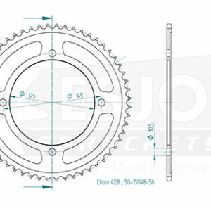 Couronne Acier Yamaha - 428 - 56 Dents - Similaire JTR1874 - Made in Germany