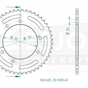 Couronne Acier Derbi-Rieju-Yamaha - 428 - 48 Dents - Similaire JTR1134 - Made in Germany