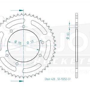 Couronne Acier - 428 - 51 Dents - Made in Germany