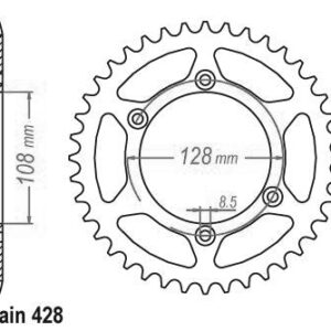 Couronne Acier TT Suzuki - 428 - 57 Dents - Similaire JTR797 - Made in Germany
