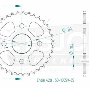 Couronne Acier Kasea - 428 - 35 Dents - Made in Germany