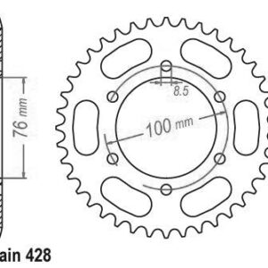 Couronne Acier Yamaha - 428 - 48 Dents - Similaire JTR1844 - Made in Germany