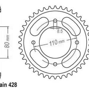Couronne Acier Honda - 428 - 42 Dents - Similaire JTR1219 - Made in Germany