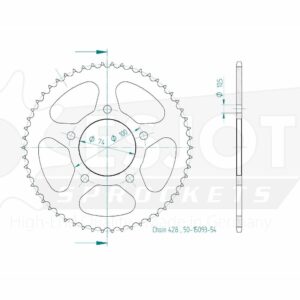 Couronne Acier SWM - 428 - 54 Dents - Made in Germany