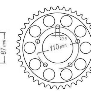 Couronne Acier Suzuki - 525 - 45 Dents - Similaire JTR807 - Made in Germany