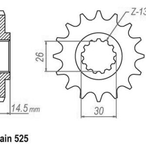 Pignon Honda - 525 - 15 Dents - Similaire JTF1332 - Made in Germany