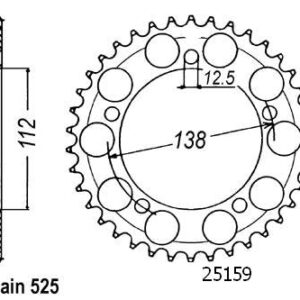 Couronne Acier Honda - 525 - 44 Dents - Similaire JTR1304 - Made in Germany