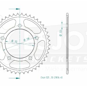 Couronne Acier Honda - 525 - 45 Dents - Similaire JTR1304 - Made in Germany