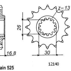 Pignon Honda - 525 - 16 Dents - Similaire JTF1370 - Made in Germany