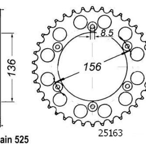 Couronne Acier Suzuki - 525 - 41 Dents - Similaire JTR1791 - Made in Germany