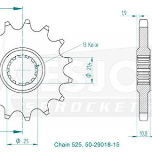 Pignon - 525 - 15 Dents - Made in Germany