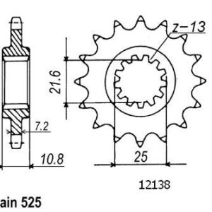 Pignon Yamaha - 525 - 16 Dents - Similaire JTF1586 - Made in Germany