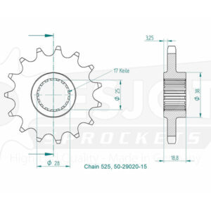 Pignon Lightweight - 525 - 15 Dents - Made in Germany