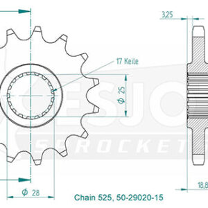 Pignon - 525 - 15 Dents - Made in Germany