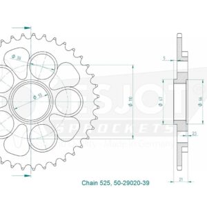 Couronne Acier Ducati - 525 - 39 Dents - Made in Germany