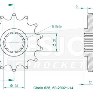 Pignon - 525 - 14 Dents - Made in Germany