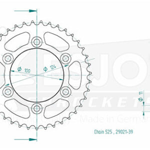 Couronne Acier Ducati - 525 - 39 Dents - Similaire JTR745 - Made in Germany