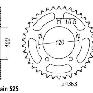 Couronne Acier Aprilia - 525 - 42 Dents - Similaire JTR702 - Made in Germany