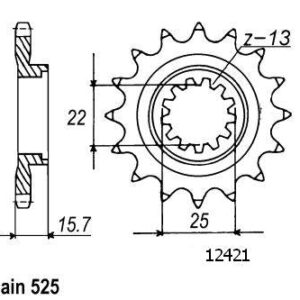 Pignon Kawasaki - 525 - 15 Dents - Similaire JTF1535 - Made in Germany