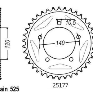 Couronne Acier Suzuki-Triumph - 525 - 45 Dents - Similaire JTR1792 - Made in Germany