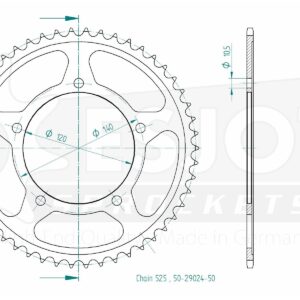Couronne Acier - 525 - 50 Dents - Made in Germany