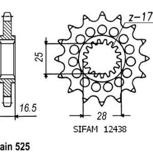 Pignon KTM - 525 - 16 Dents - Similaire JTF1904 - Made in Germany