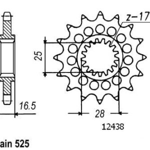 Pignon KTM - 525 - 17 Dents - Similaire JTF1904 - Made in Germany