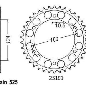 Couronne Acier Honda - 525 - 41 Dents - Similaire JTR1307 - Made in Germany
