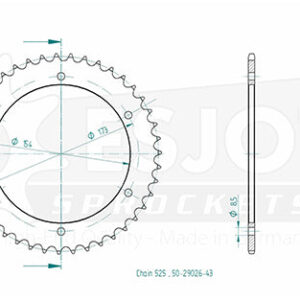 Couronne Acier Aprilia - 525 - 43 Dents - Made in Germany
