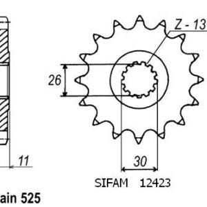 Pignon - 525 - 15 Dents - Made in Germany