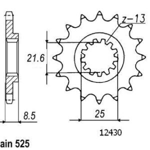 Pignon Kawasaki - 525 - 17 Dents - Similaire JTF1537 - Made in Germany