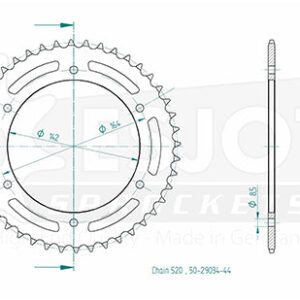 Couronne Acier Hyosung - 525 - 44 Dents - Similaire JTR1704 - Made in Germany