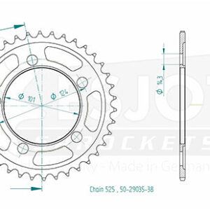Couronne Acier KTM - 525 - 38 Dents - Similaire JTR898 - Made in Germany