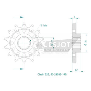 Pignon Lightweight Ducati - 525 - 14 Dents - Made in Germany