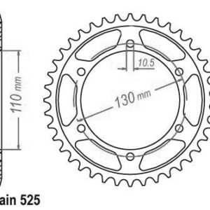 Couronne Acier Suzuki-Yamaha - 525 - 43 Dents - Similaire JTR1876 - Made in Germany
