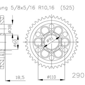 Couronne Acier - 525 - 39 Dents - Made in Germany