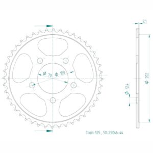 Couronne Acier - 525 - 44 Dents - Made in Germany