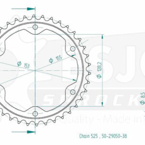 Couronne Acier KTM - 525 - 38 Dents - Made in Germany