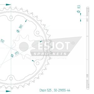 Couronne Acier - 44 Dents - Made in Germany