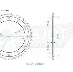 Couronne ESJOT - pas en 525 - 43 dents