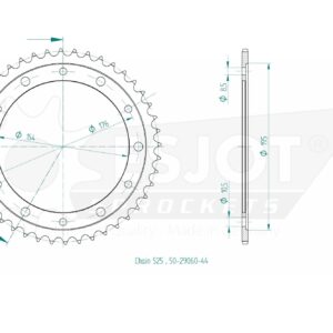 Couronne ESJOT - pas en 525 - 44 dents