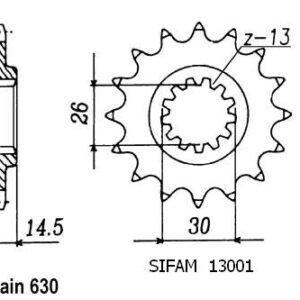 Pignon Honda - 630 - 15 Dents - Similaire JTF330 - Made in Germany