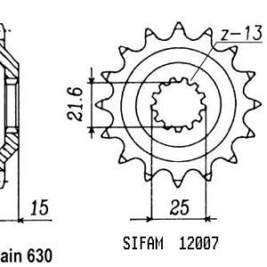 Pignon Kawasaki - 630 - 15 Dents - Similaire JTF514 - Made in Germany