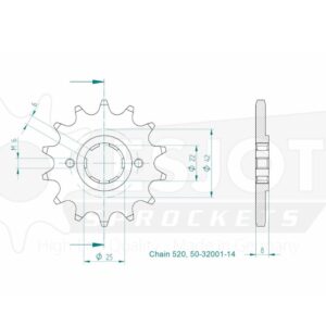 Pignon TT Honda - 520 - 14 Dents - Similaire JTF281 - Made in Germany